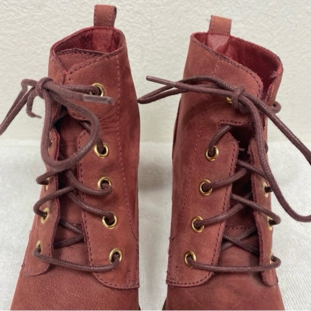Steve Madden Women's Pennylane Wine Suede Leather Lace Up Heeled Bootie Size 8 - Picture 8 of 15